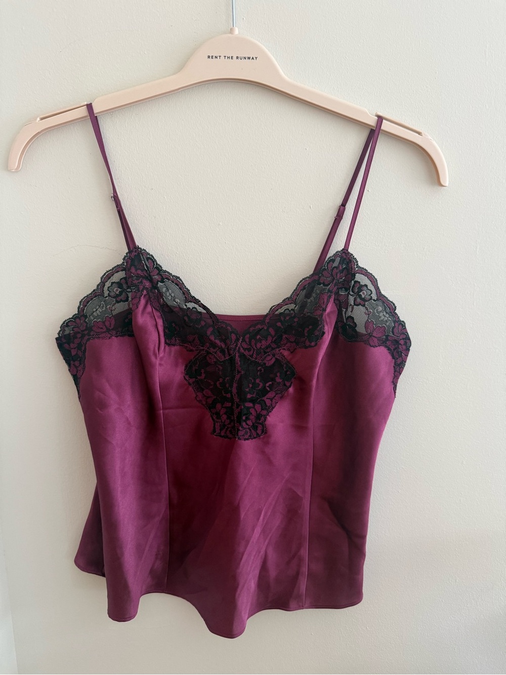 Vintage Frederick's of Hollywood Plum Camisole with Black Lace Trim